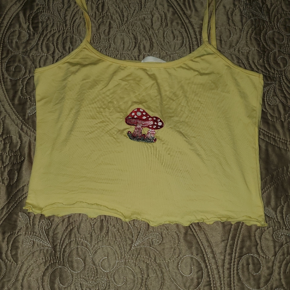 Yellow mushroom cropped cami